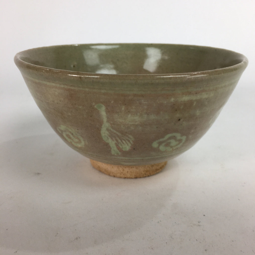 Japanese Ceramic Tea Ceremony Bowl Matcha Chawan Brown Pottery Crane GTB720