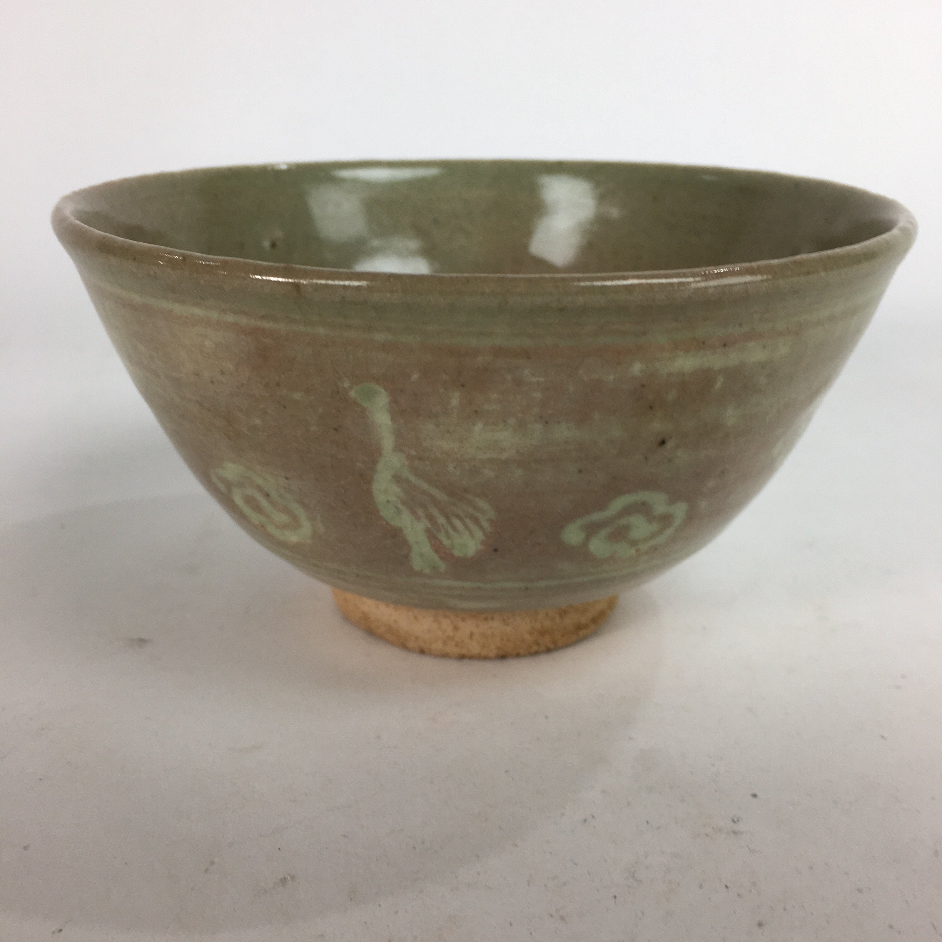 Japanese Ceramic Tea Ceremony Bowl Matcha Chawan Brown Pottery Crane GTB720