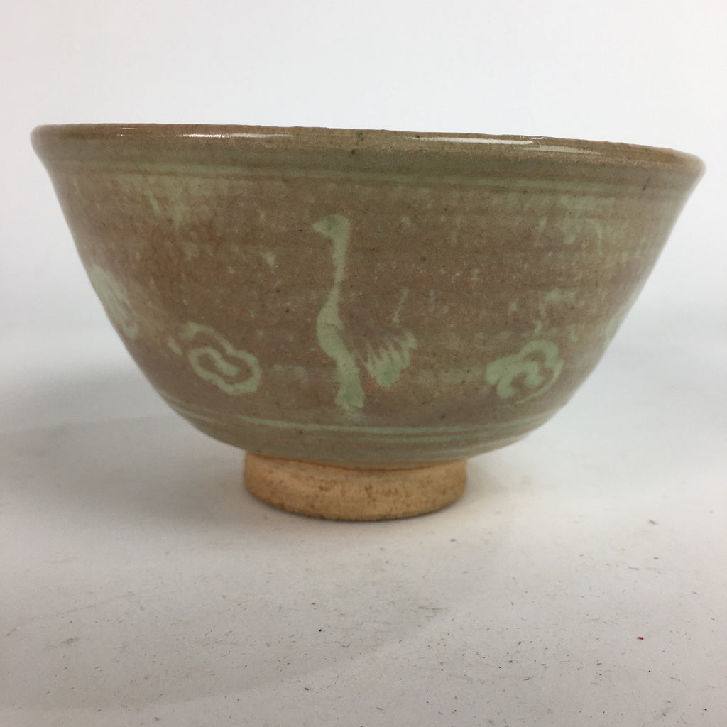 Japanese Ceramic Tea Ceremony Bowl Matcha Chawan Brown Pottery Crane GTB725