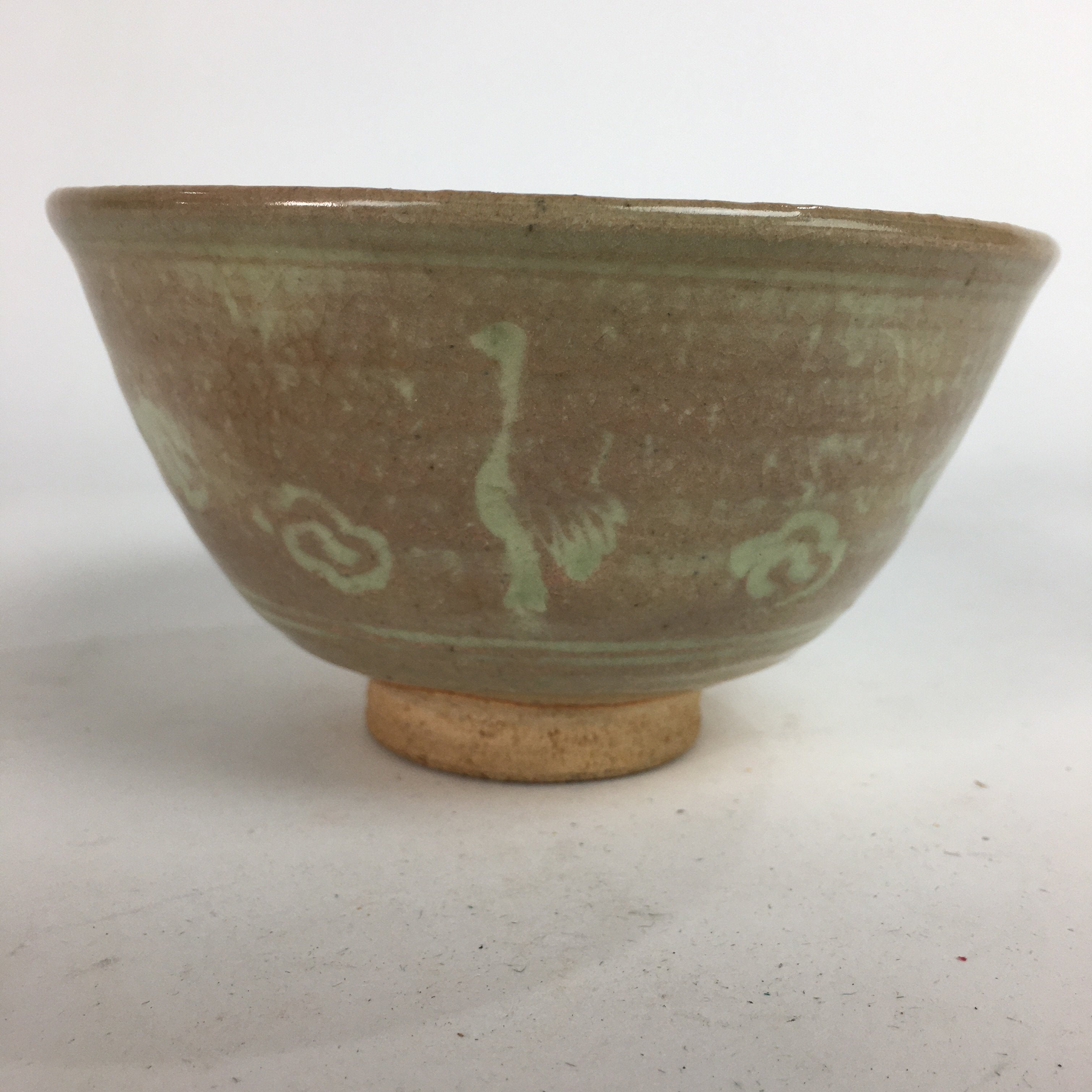 Japanese Ceramic Tea Ceremony Bowl Matcha Chawan Brown Pottery Crane GTB725
