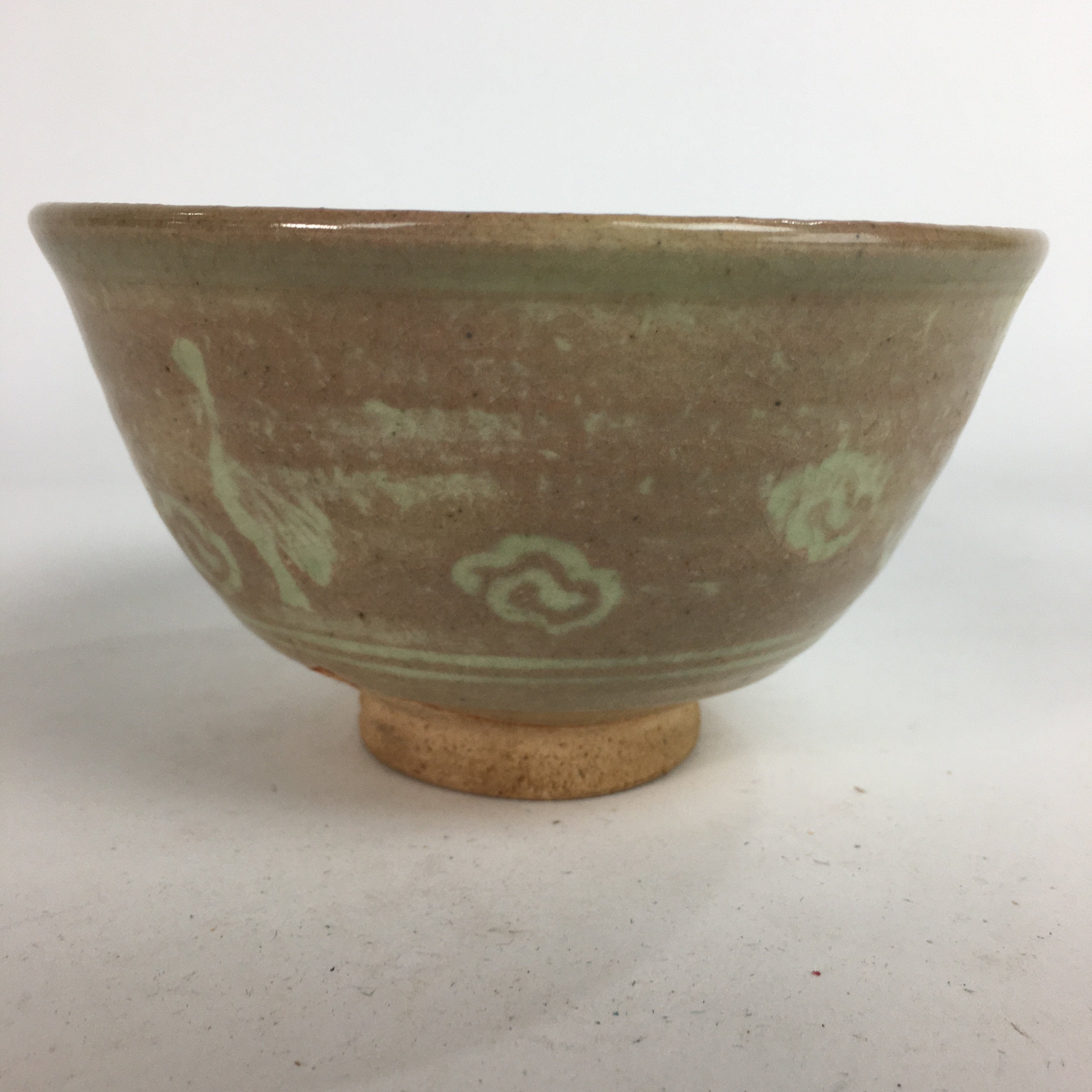 Japanese Ceramic Tea Ceremony Bowl Matcha Chawan Brown Pottery Crane GTB725