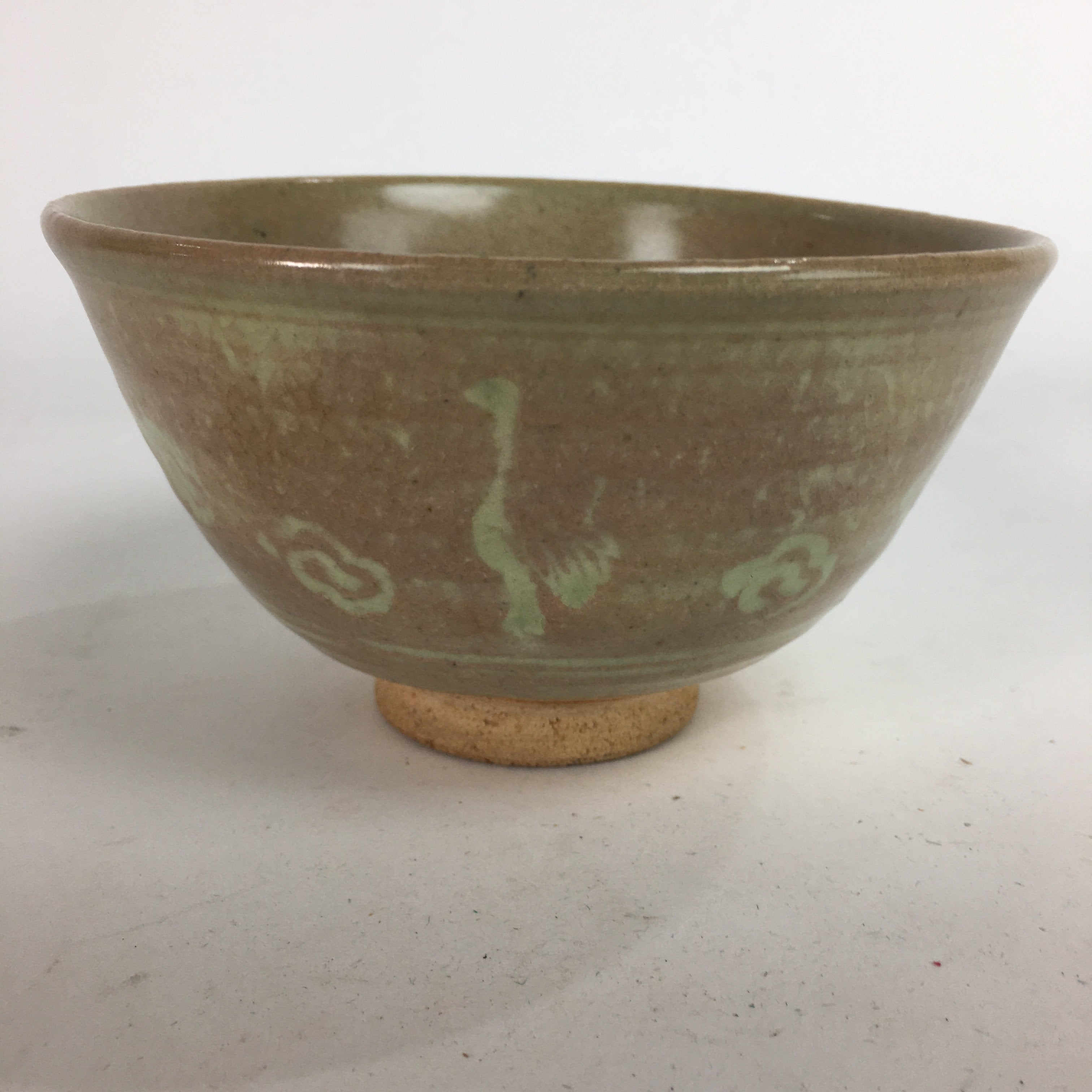 Japanese Ceramic Tea Ceremony Bowl Matcha Chawan Brown Pottery Crane GTB725