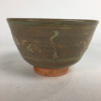 Japanese Ceramic Tea Ceremony Bowl Matcha Chawan Brown Pottery Crane GTB733