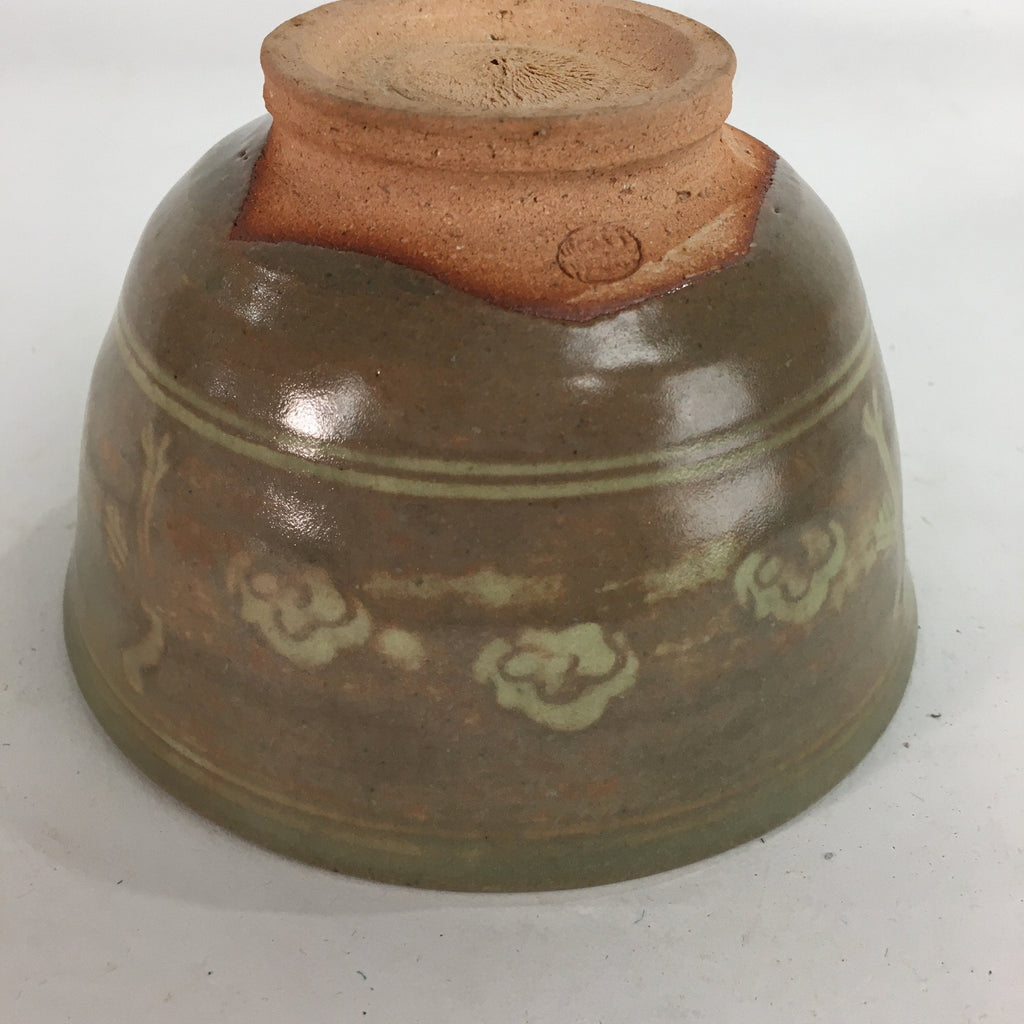 Japanese Ceramic Tea Ceremony Bowl Matcha Chawan Brown Pottery Crane GTB733
