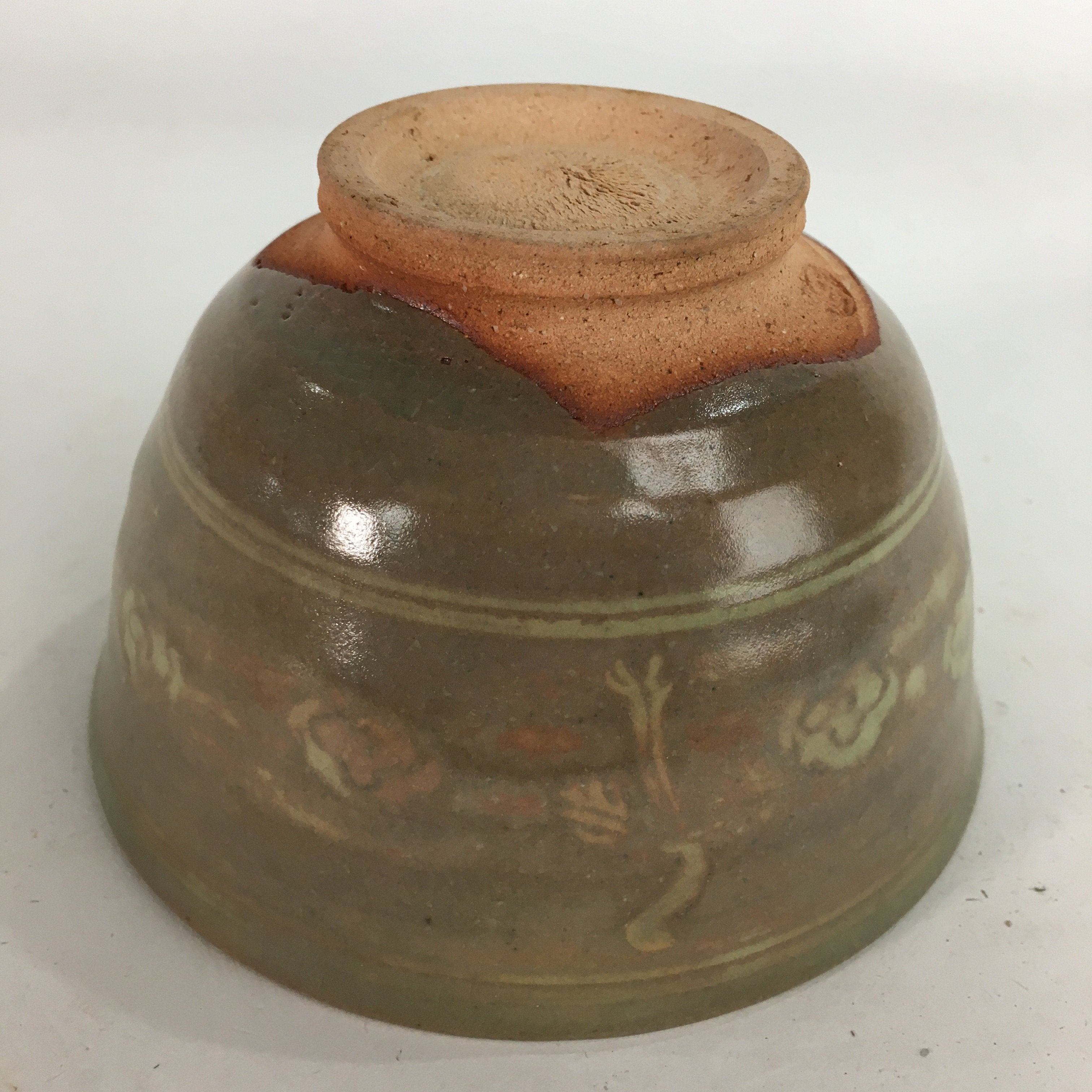 Japanese Ceramic Tea Ceremony Bowl Matcha Chawan Brown Pottery Crane GTB733