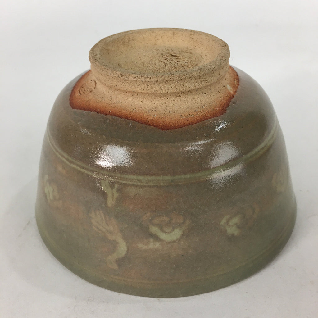 Japanese Ceramic Tea Ceremony Bowl Matcha Chawan Brown Pottery Crane GTB737