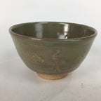 Japanese Ceramic Tea Ceremony Bowl Matcha Chawan Brown Pottery Crane GTB737