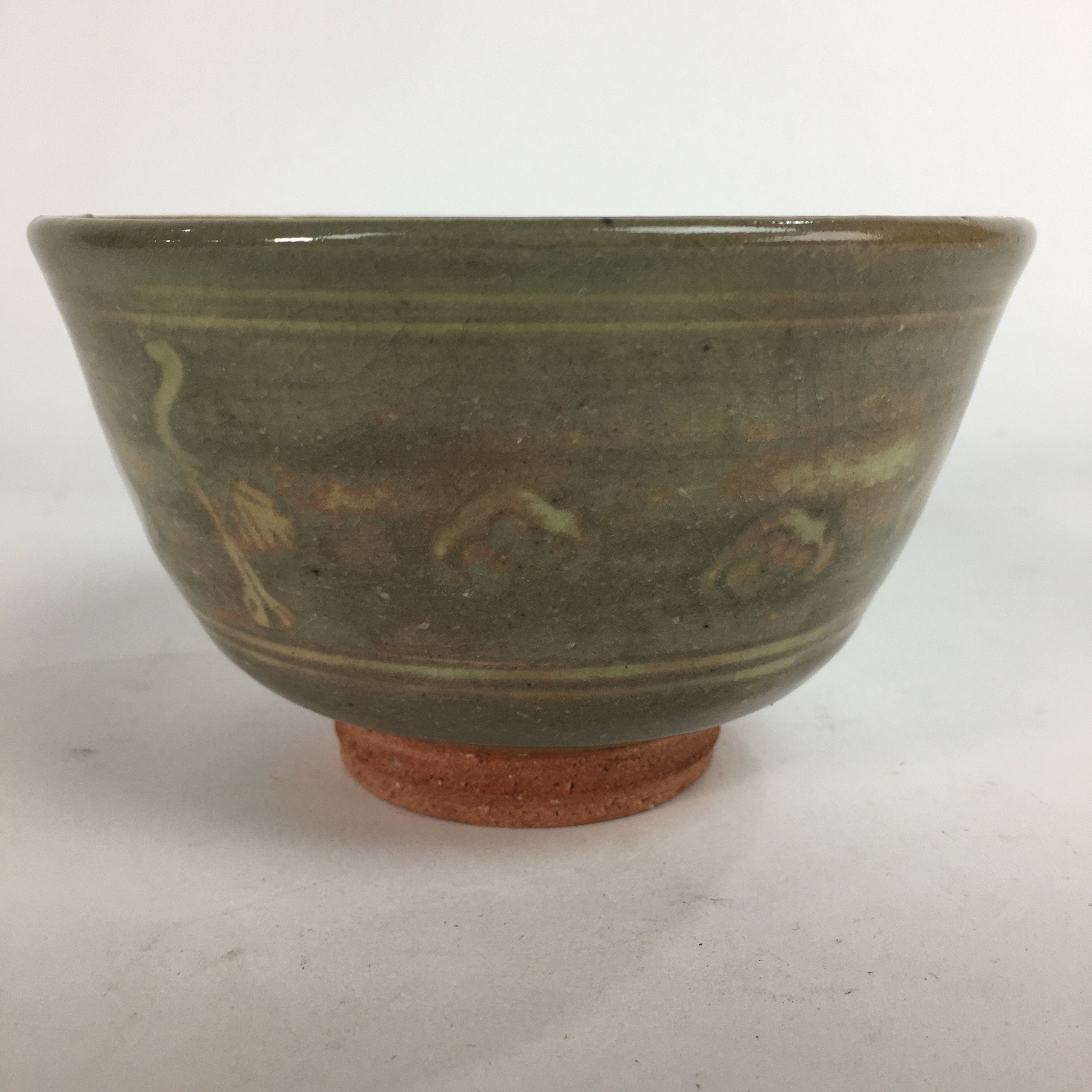 Japanese Ceramic Tea Ceremony Bowl Matcha Chawan Gray Pottery Crane GTB710