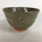 Japanese Ceramic Tea Ceremony Bowl Matcha Chawan Gray Pottery Crane GTB710