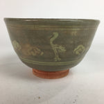 Japanese Ceramic Tea Ceremony Bowl Matcha Chawan Grey Pottery Crane GTB715