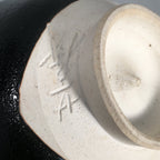 Japanese Ceramic Tea Ceremony Bowl Matcha Chawan Vtg Black Petal Pottery GTB680