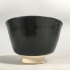 Japanese Ceramic Tea Ceremony Bowl Matcha Chawan Vtg Black Petal Pottery GTB680