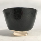 Japanese Ceramic Tea Ceremony Bowl Matcha Chawan Vtg Black Petal Pottery GTB680