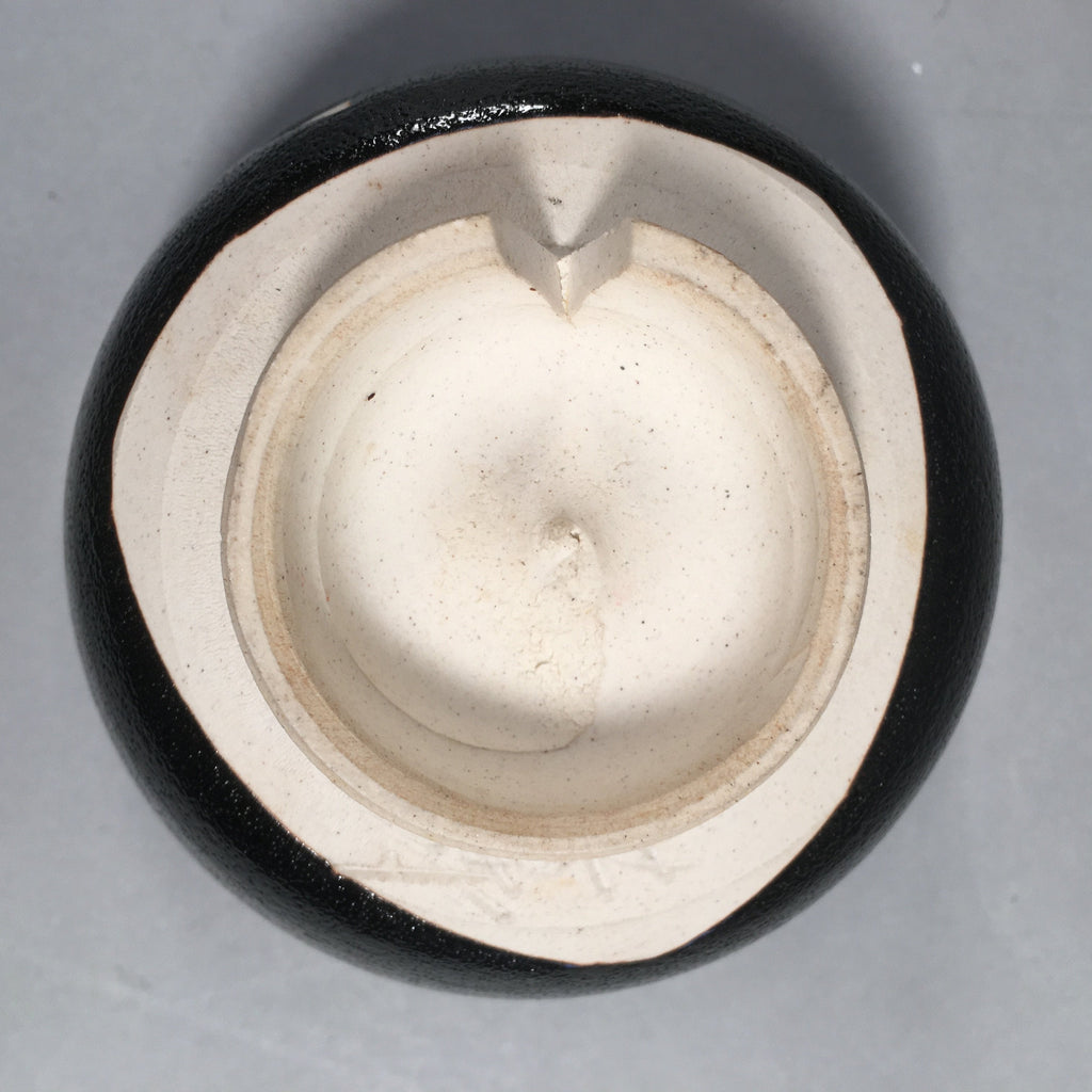 Japanese Ceramic Tea Ceremony Bowl Matcha Chawan Vtg Black Petal Pottery GTB680