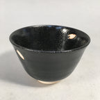 Japanese Ceramic Tea Ceremony Bowl Matcha Chawan Vtg Black Petal Pottery GTB680