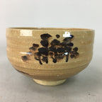 Japanese Ceramic Tea Ceremony Bowl Matcha Chawan Vtg Brown Yellow Pottery GTB637