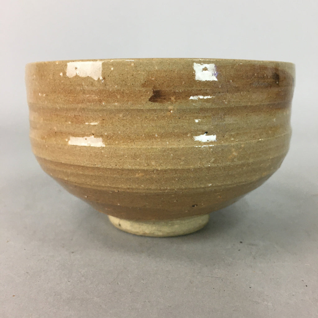 Japanese Ceramic Tea Ceremony Bowl Matcha Chawan Vtg Brown Yellow Pottery GTB637