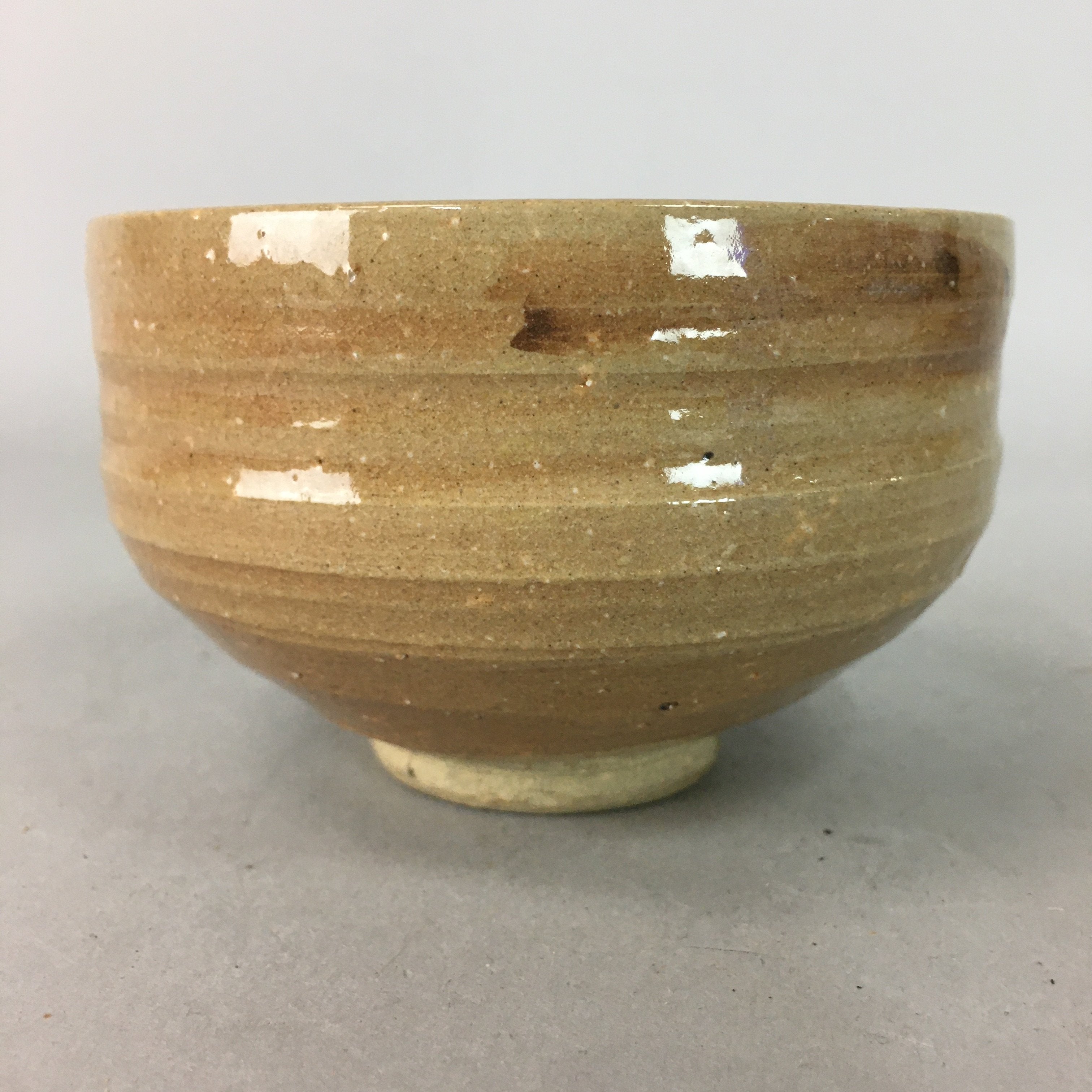 Japanese Ceramic Tea Ceremony Bowl Matcha Chawan Vtg Brown Yellow Pottery GTB637