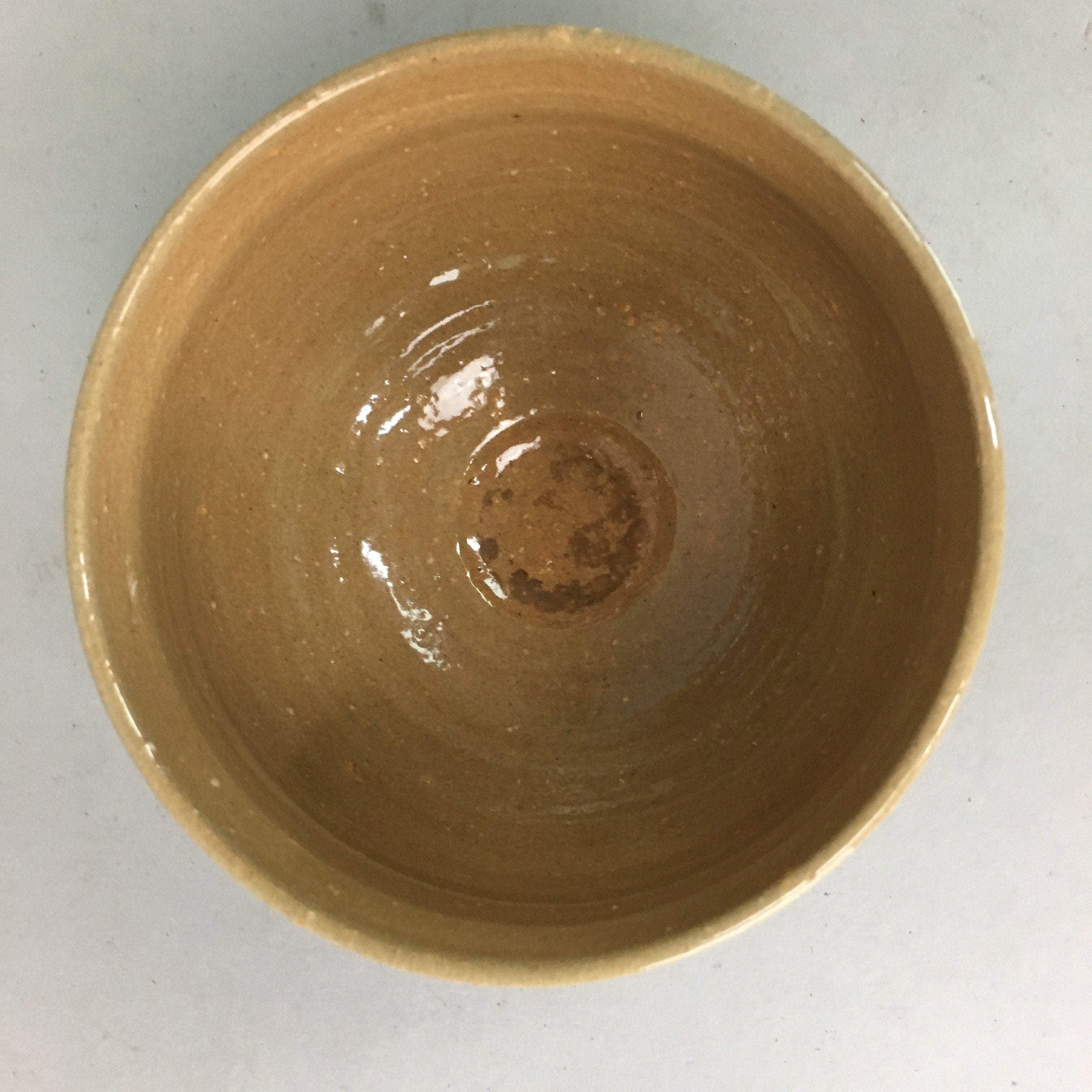 Japanese Ceramic Tea Ceremony Bowl Matcha Chawan Vtg Brown Yellow Pottery GTB637