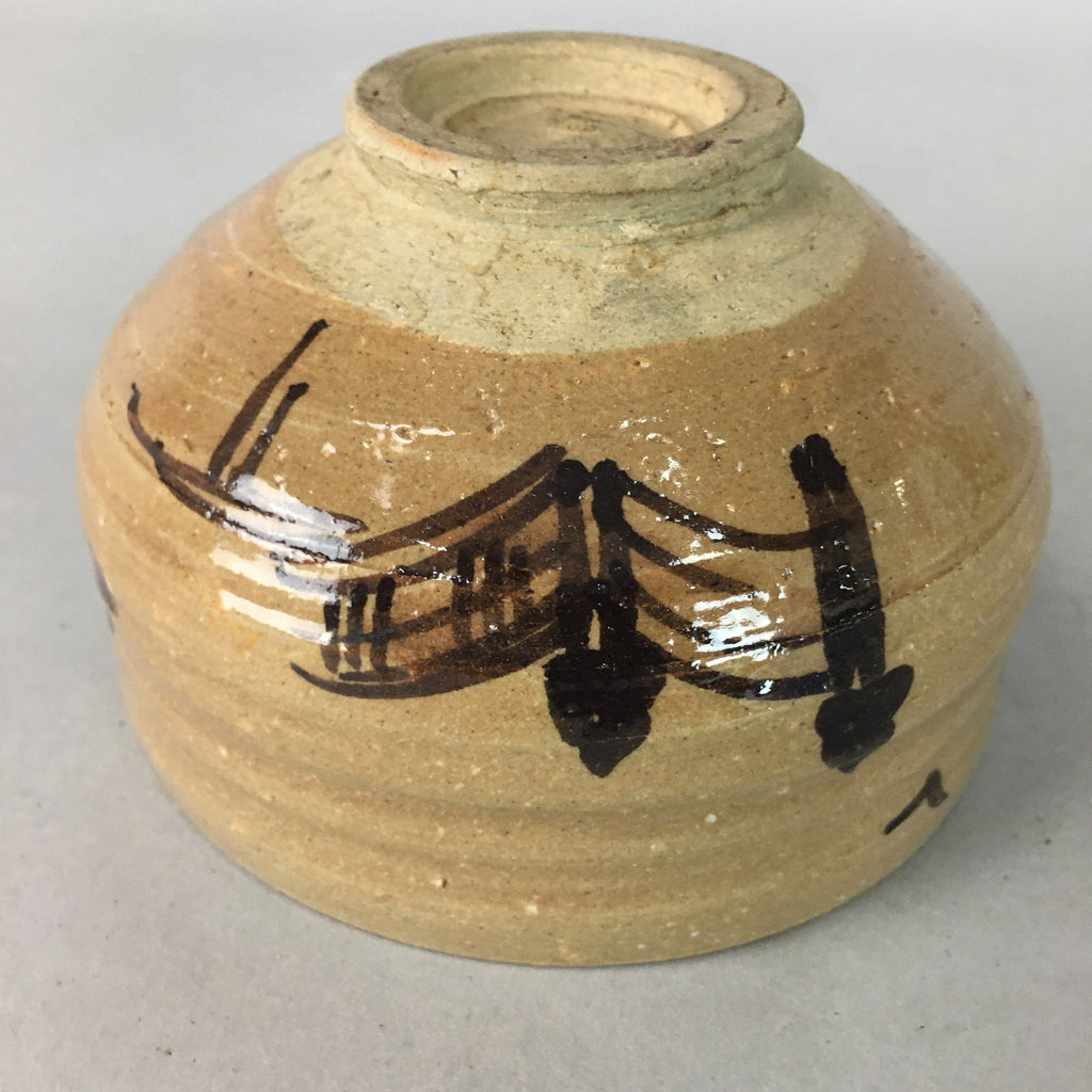 Japanese Ceramic Tea Ceremony Bowl Matcha Chawan Vtg Brown Yellow Pottery GTB637