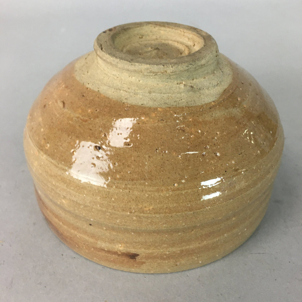 Japanese Ceramic Tea Ceremony Bowl Matcha Chawan Vtg Brown Yellow Pottery GTB637