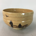 Japanese Ceramic Tea Ceremony Bowl Matcha Chawan Vtg Brown Yellow Pottery GTB637
