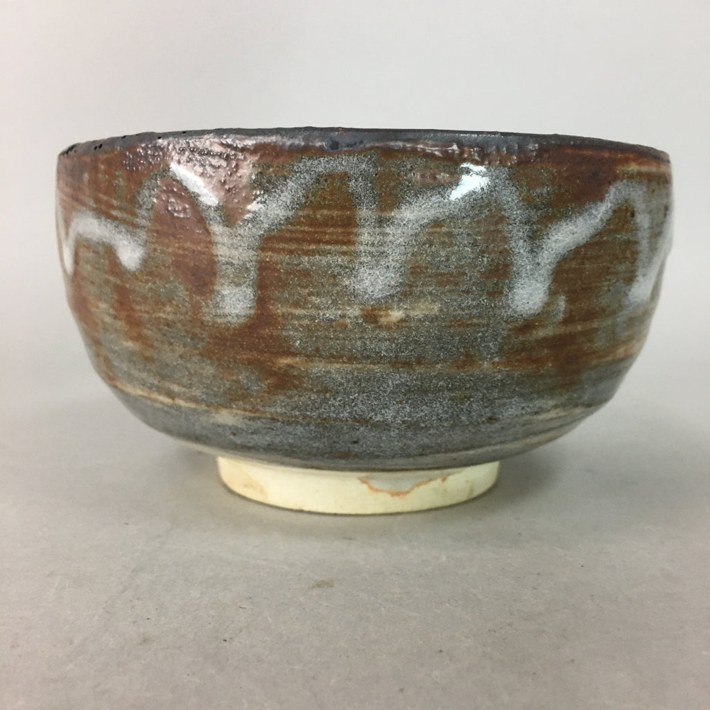 Japanese Ceramic Tea Ceremony Bowl Matcha Chawan Vtg Gray Brown Pottery GTB639