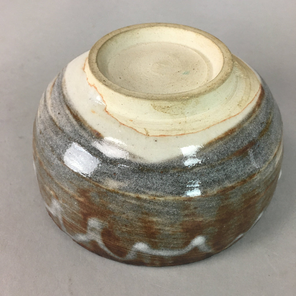 Japanese Ceramic Tea Ceremony Bowl Matcha Chawan Vtg Gray Brown Pottery GTB639