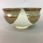 Japanese Ceramic Tea Ceremony Bowl Matcha Chawan Vtg Pottery Brown White GTB611