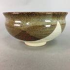 Japanese Ceramic Tea Ceremony Bowl Matcha Chawan Vtg Pottery Brown White GTB611