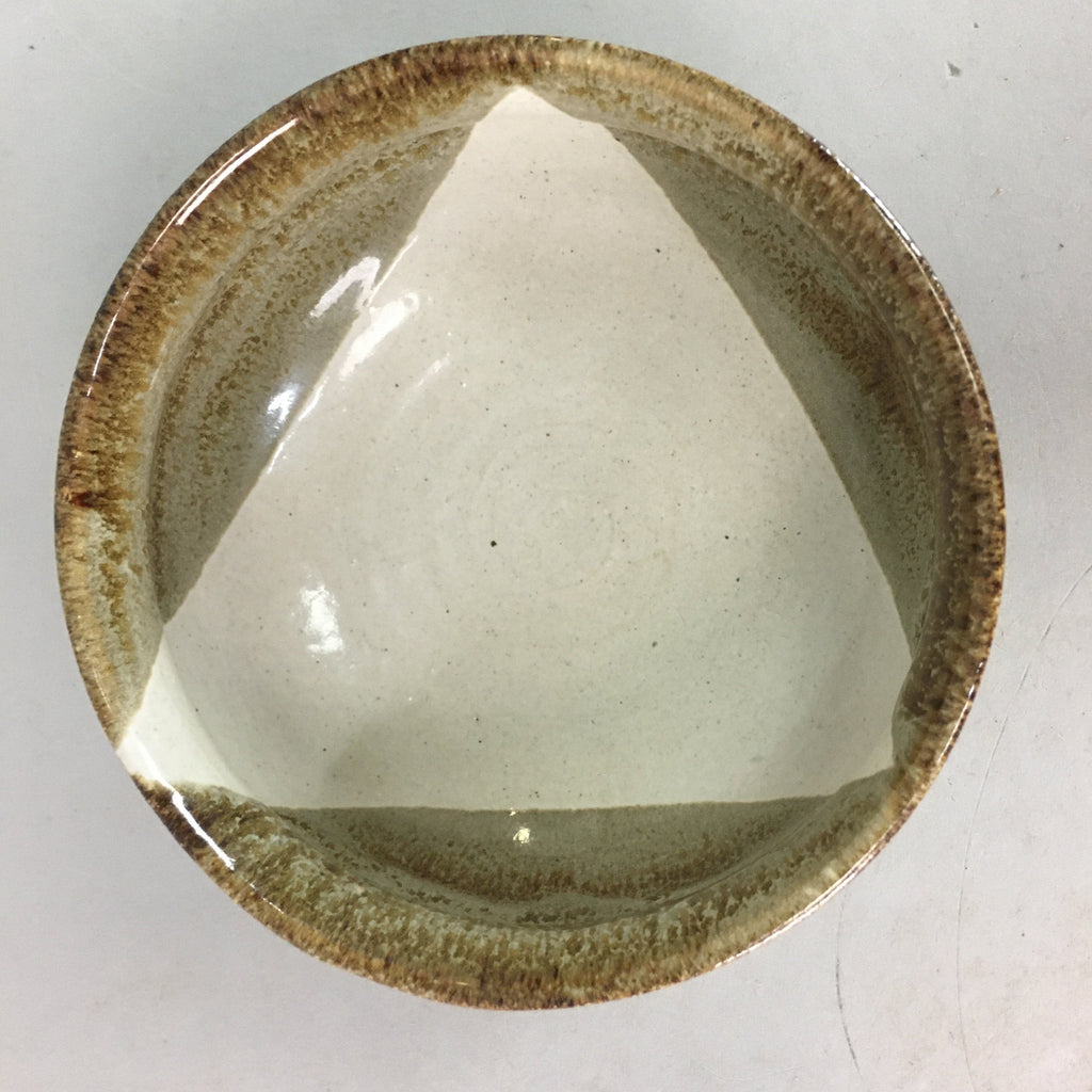 Japanese Ceramic Tea Ceremony Bowl Matcha Chawan Vtg Pottery Brown White GTB611