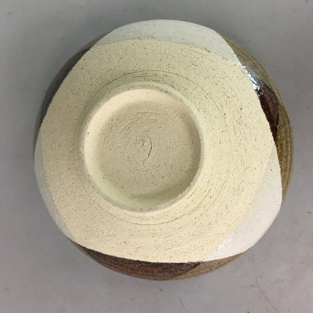 Japanese Ceramic Tea Ceremony Bowl Matcha Chawan Vtg Pottery Brown White GTB611
