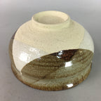 Japanese Ceramic Tea Ceremony Bowl Matcha Chawan Vtg Pottery Brown White GTB611