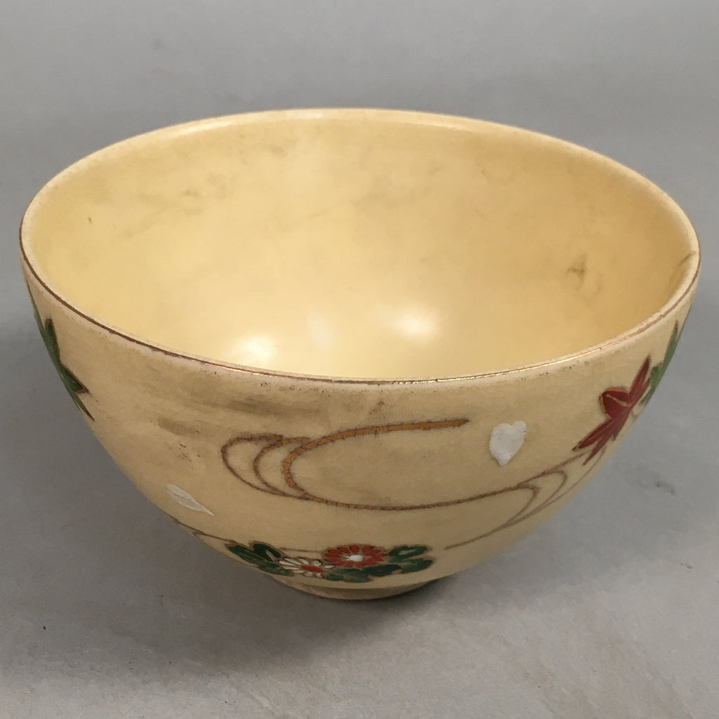 Japanese Ceramic Tea Ceremony Bowl Matcha Chawan Vtg Pottery Kyo ware GTB673