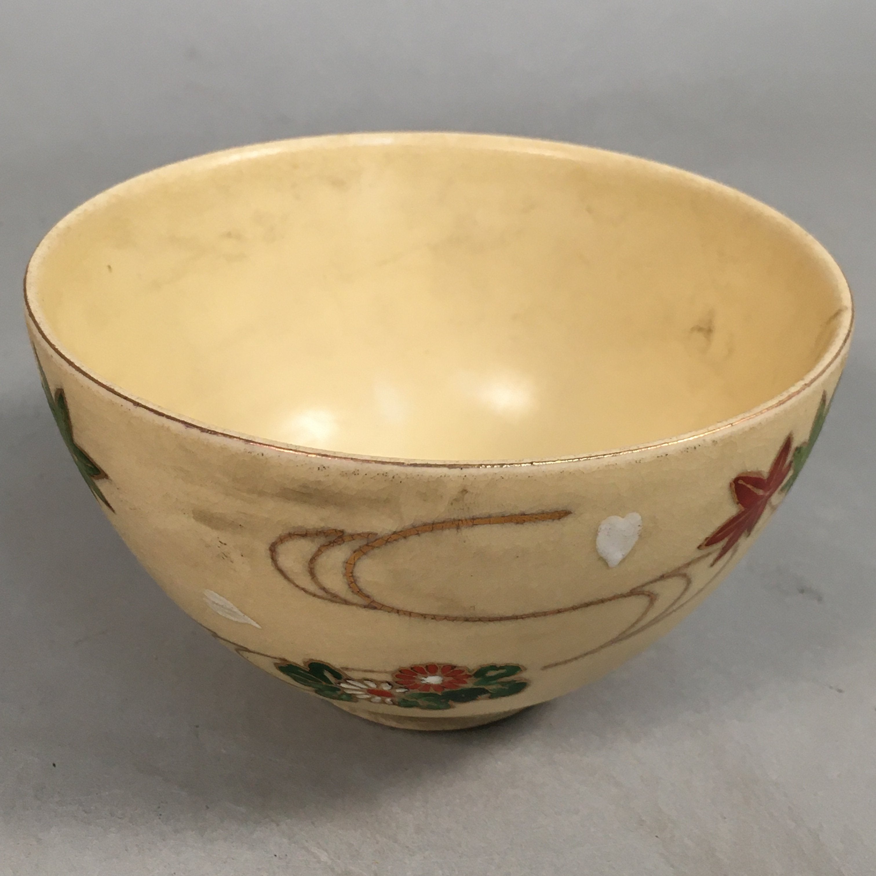 Japanese Ceramic Tea Ceremony Bowl Matcha Chawan Vtg Pottery Kyo ware GTB673