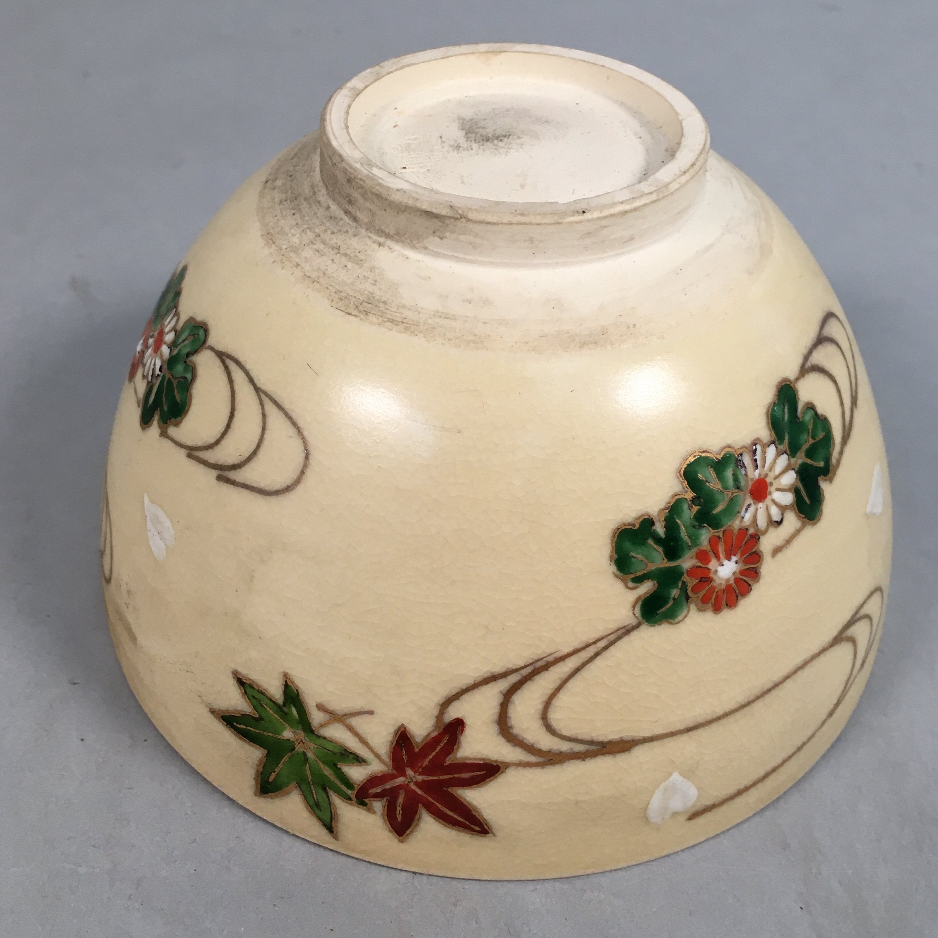 Japanese Ceramic Tea Ceremony Bowl Matcha Chawan Vtg Pottery Kyo ware GTB673