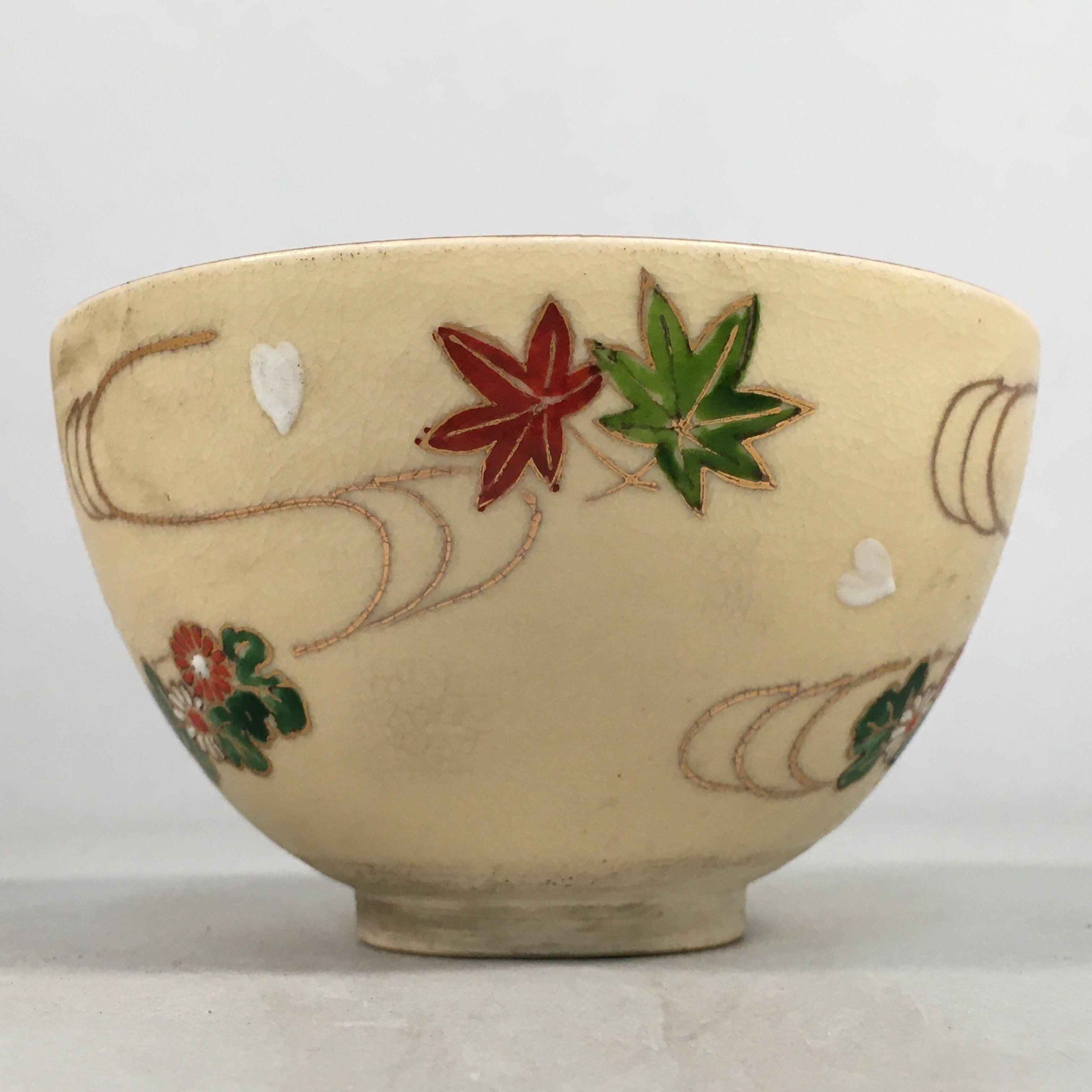 Japanese Ceramic Tea Ceremony Bowl Matcha Chawan Vtg Pottery Kyo ware GTB673