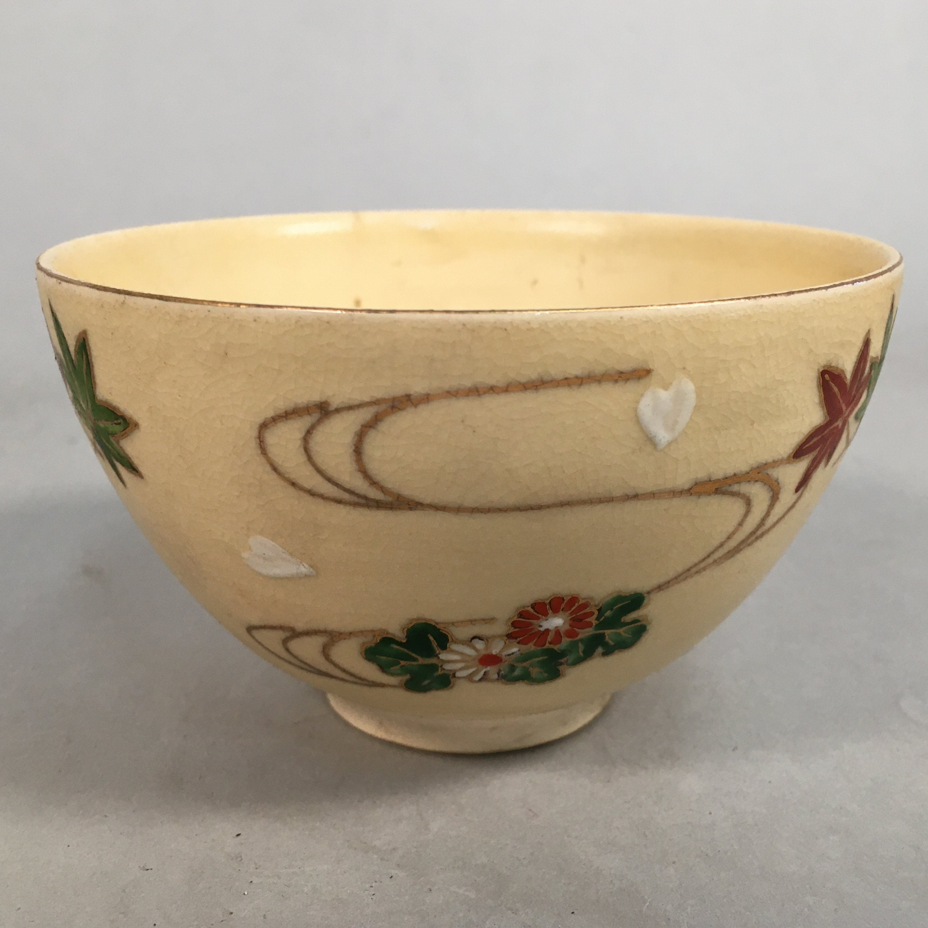 Japanese Ceramic Tea Ceremony Bowl Matcha Chawan Vtg Pottery Kyo ware GTB673