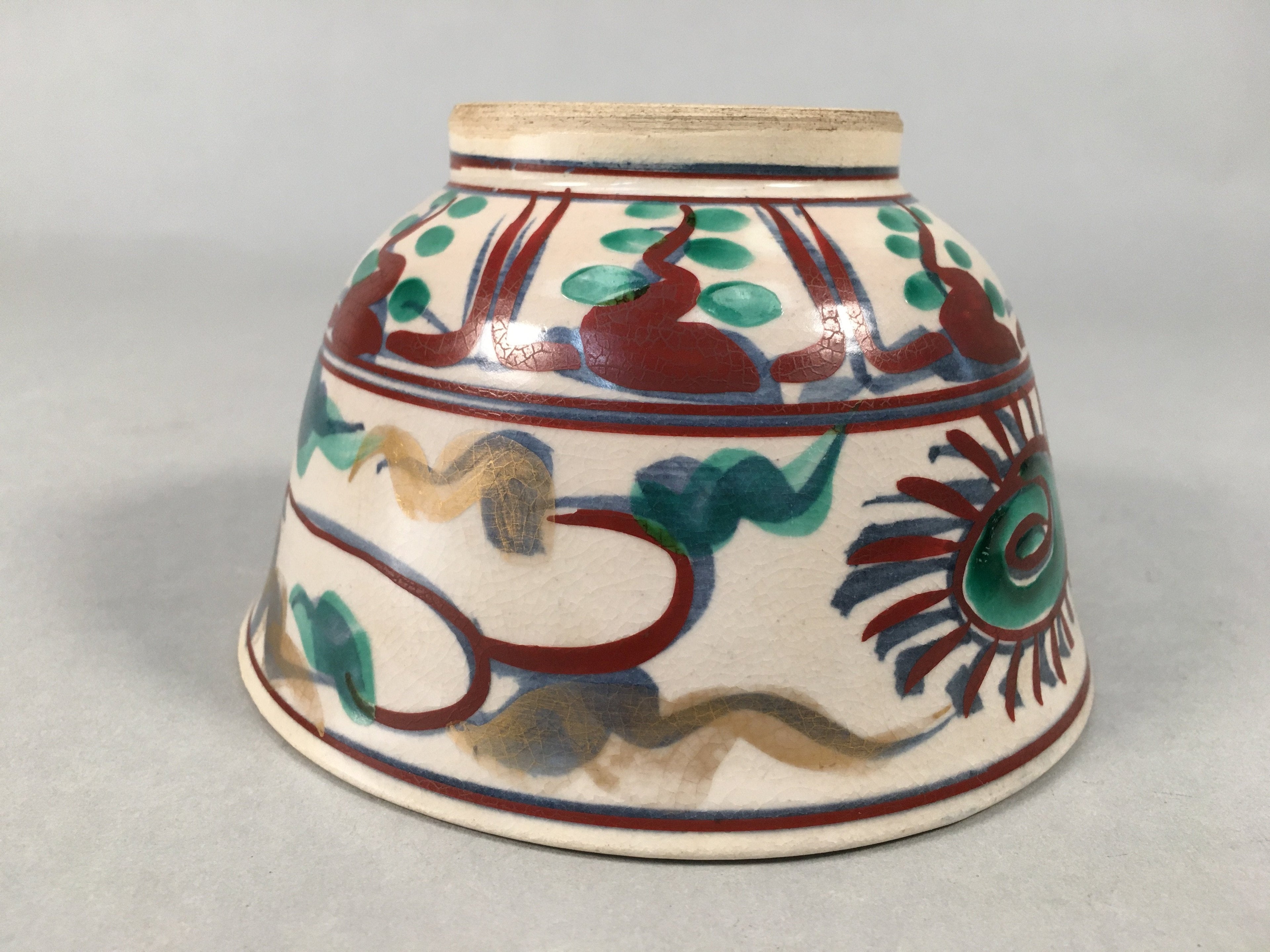 Japanese Ceramic Tea Ceremony Bowl Matcha Chawan Vtg Pottery Kyo ware GTB683
