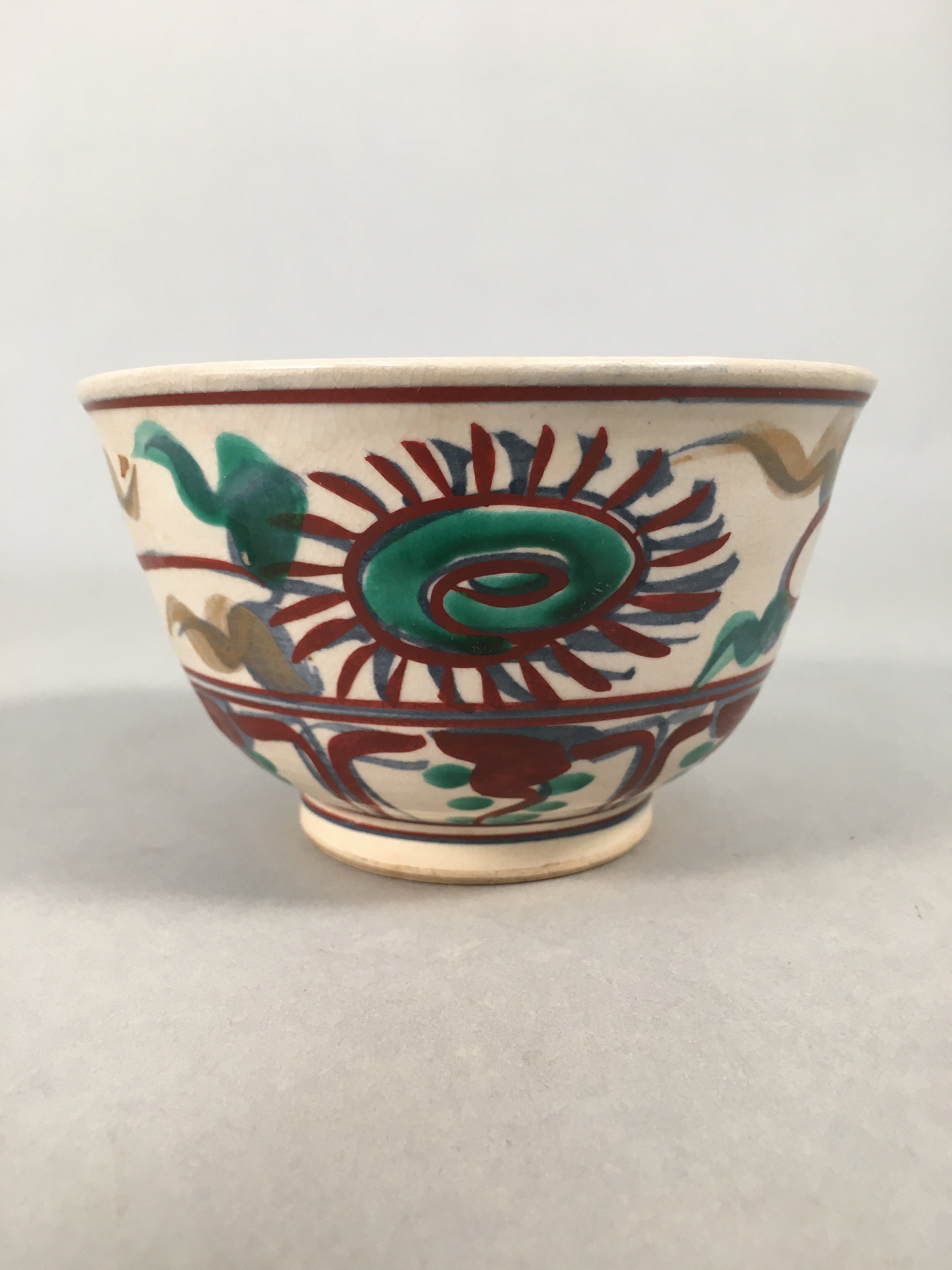 Japanese Ceramic Tea Ceremony Bowl Matcha Chawan Vtg Pottery Kyo ware GTB683