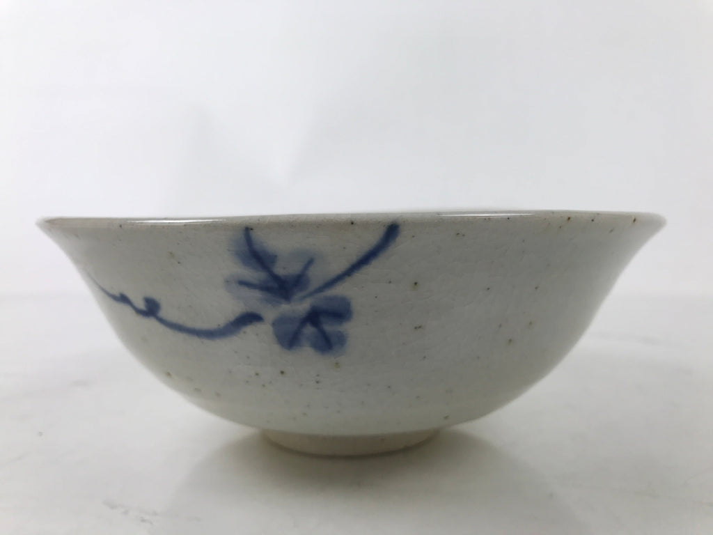Japanese Ceramic Tea Ceremony Bowl Summer Chawan White Blue Floral Box PX768