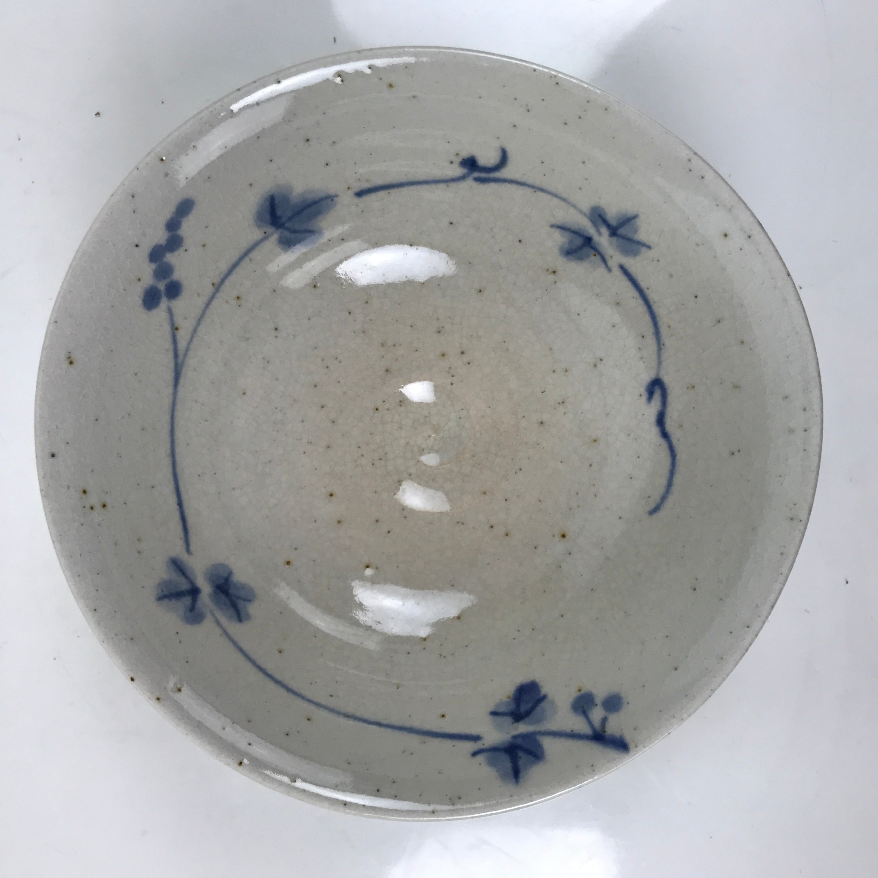 Japanese Ceramic Tea Ceremony Bowl Summer Chawan White Blue Floral Box PX768