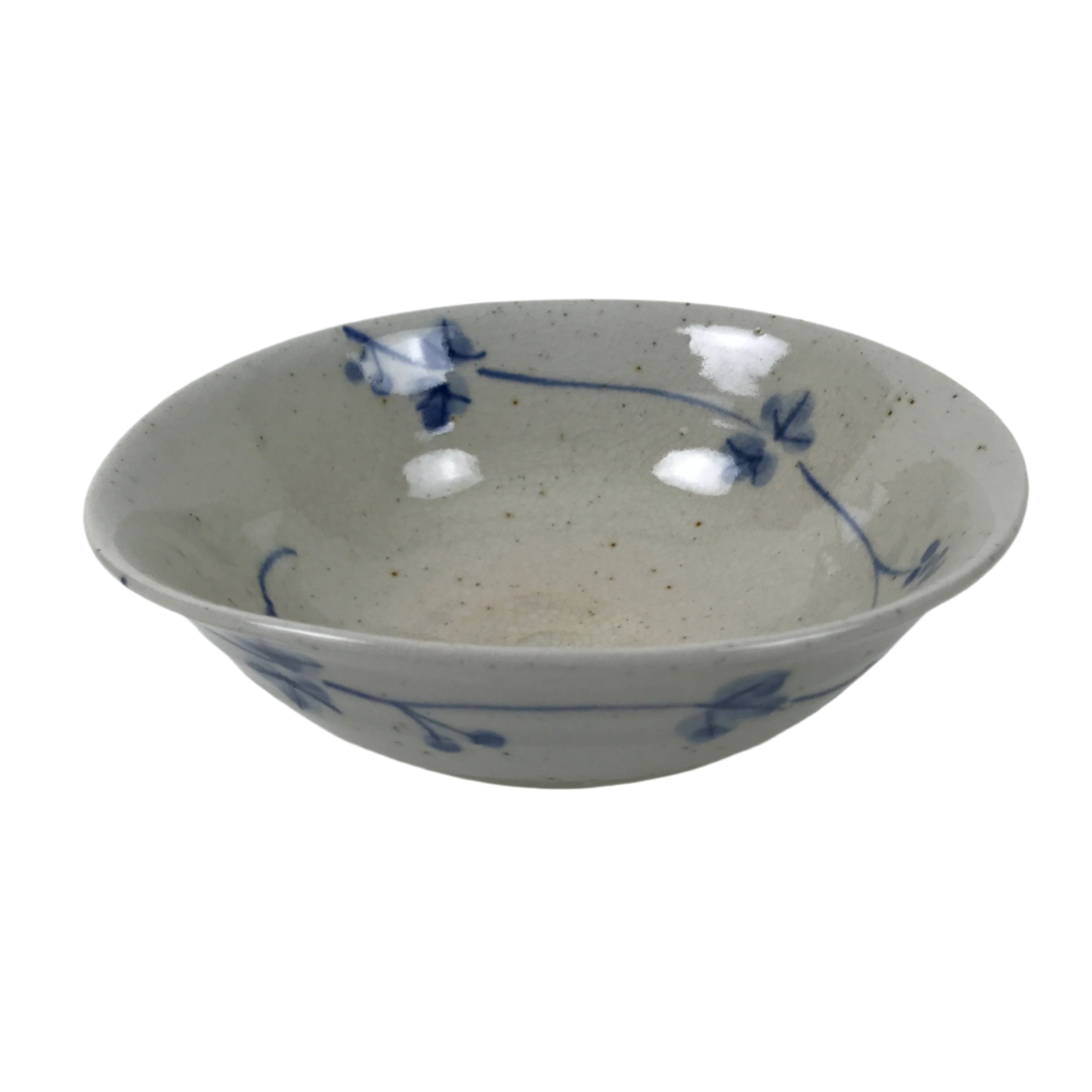 Japanese Ceramic Tea Ceremony Bowl Summer Chawan White Blue Floral Box PX768