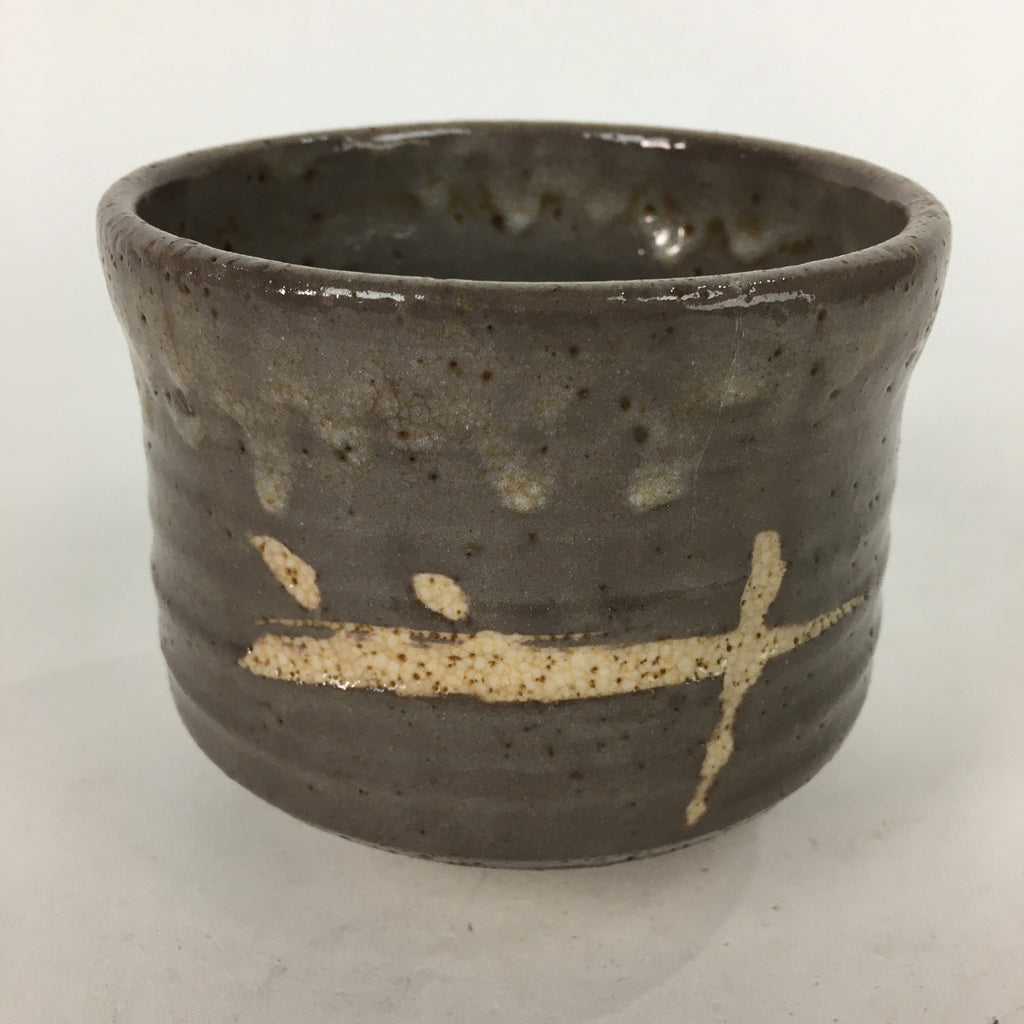 Japanese Ceramic Tea Ceremony Bowl Vtg Brown Cylinder Type Matcha Chawan GTB745