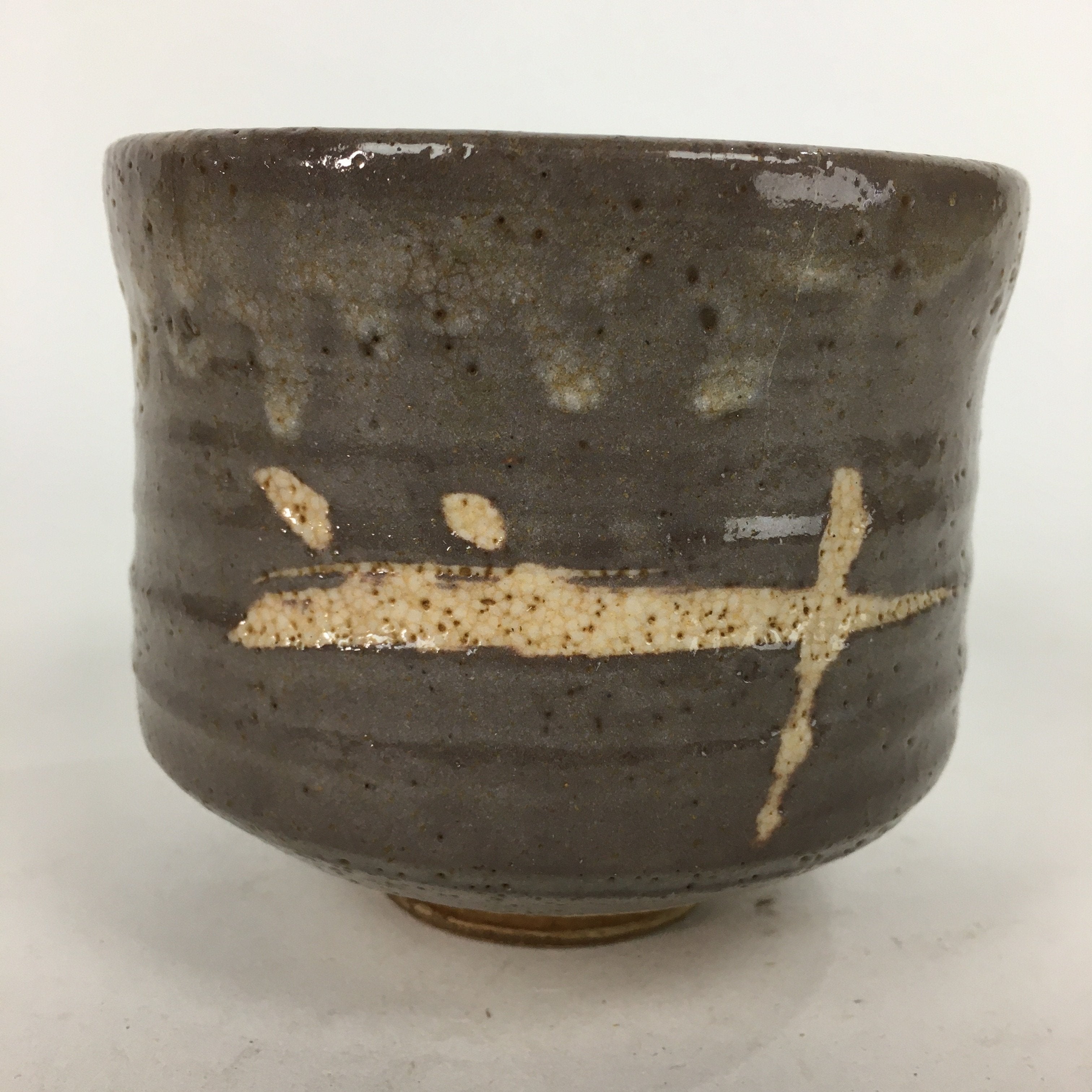 Japanese Ceramic Tea Ceremony Bowl Vtg Brown Cylinder Type Matcha Chawan GTB745