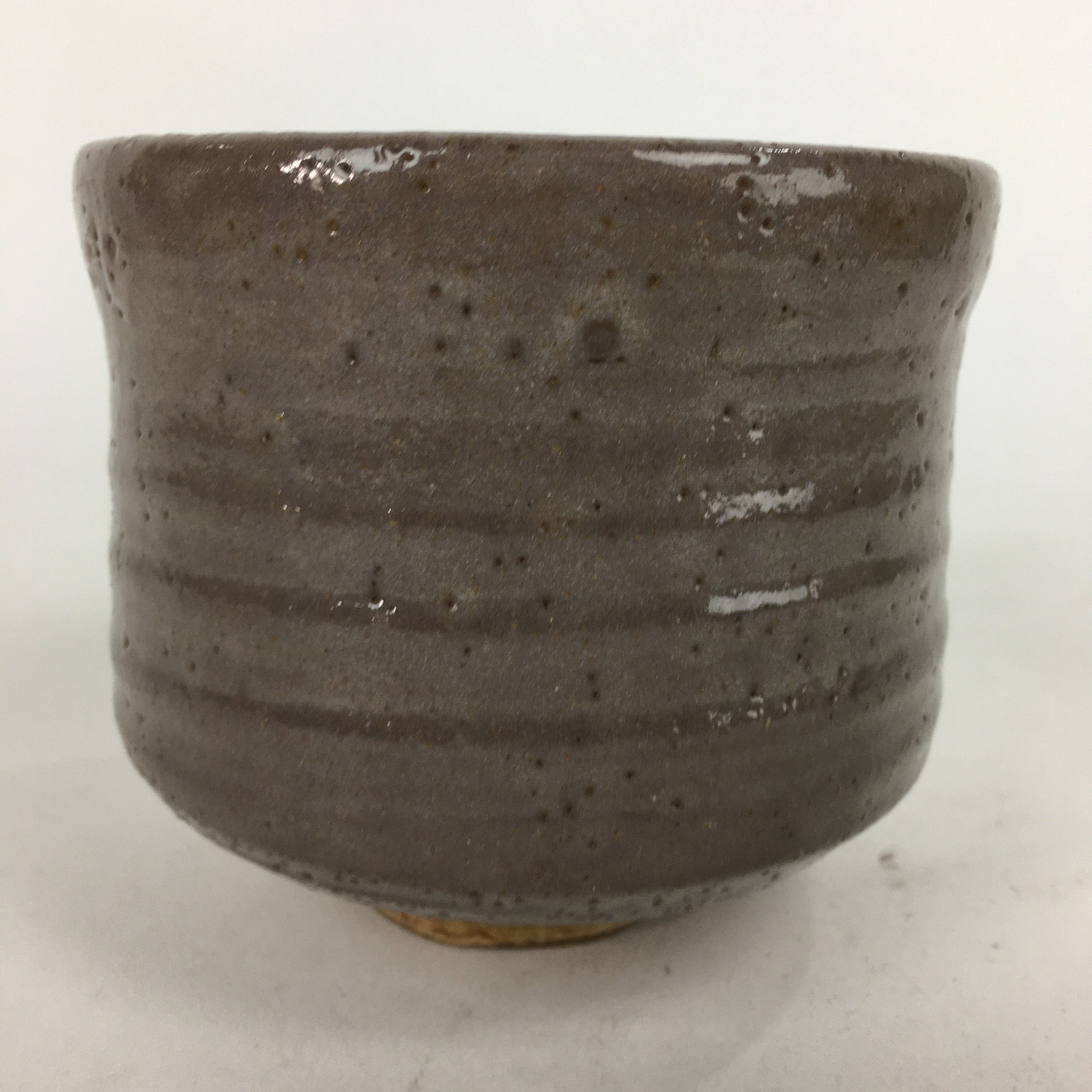 Japanese Ceramic Tea Ceremony Bowl Vtg Brown Cylinder Type Matcha Chawan GTB745