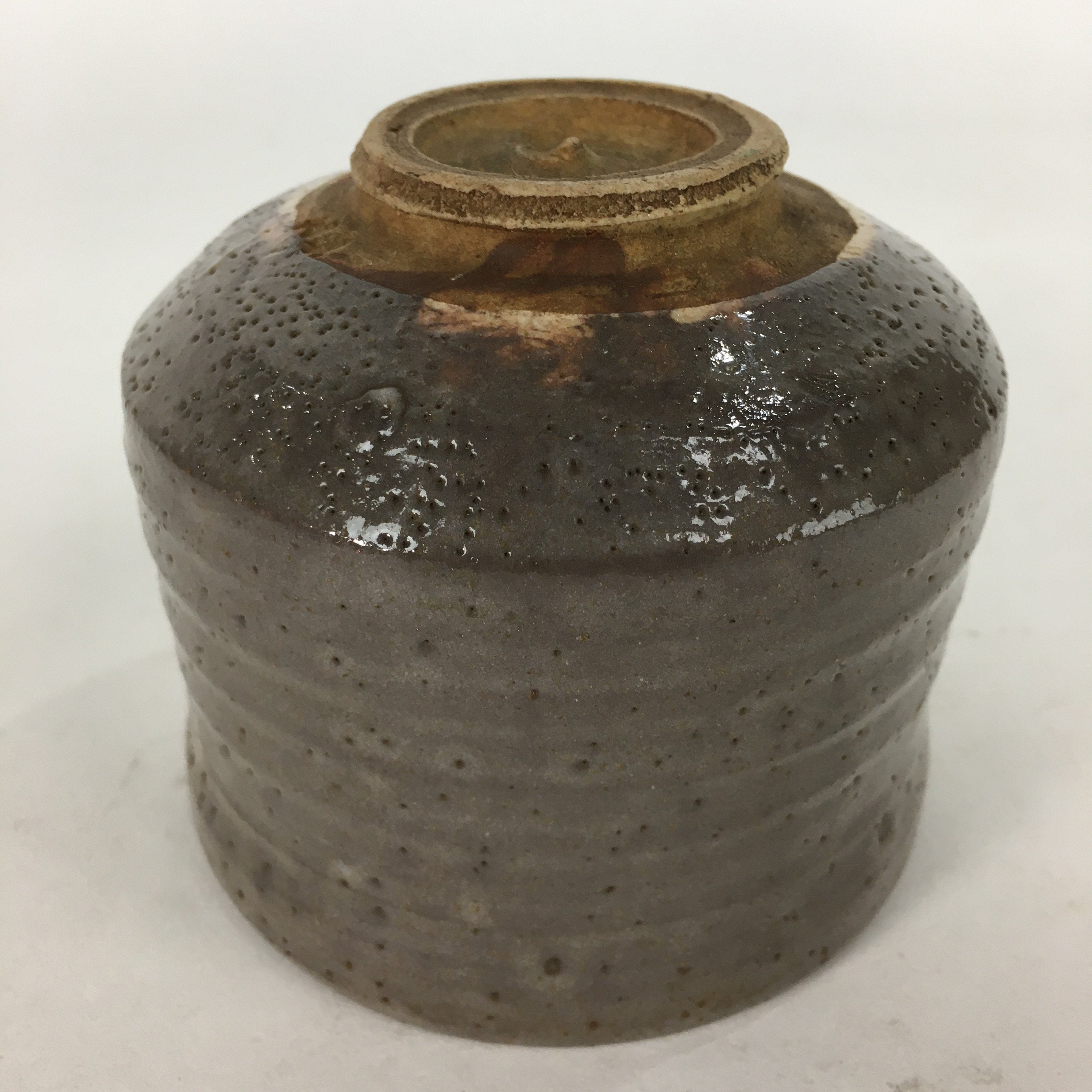 Japanese Ceramic Tea Ceremony Bowl Vtg Brown Cylinder Type Matcha Chawan GTB745