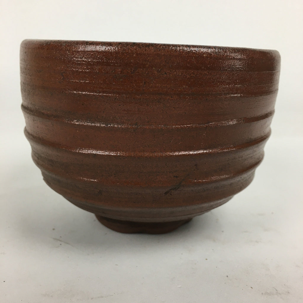 Japanese Ceramic Tea Ceremony Bowl Vtg Brown Stripes Matcha Matcha Chawan GTB77