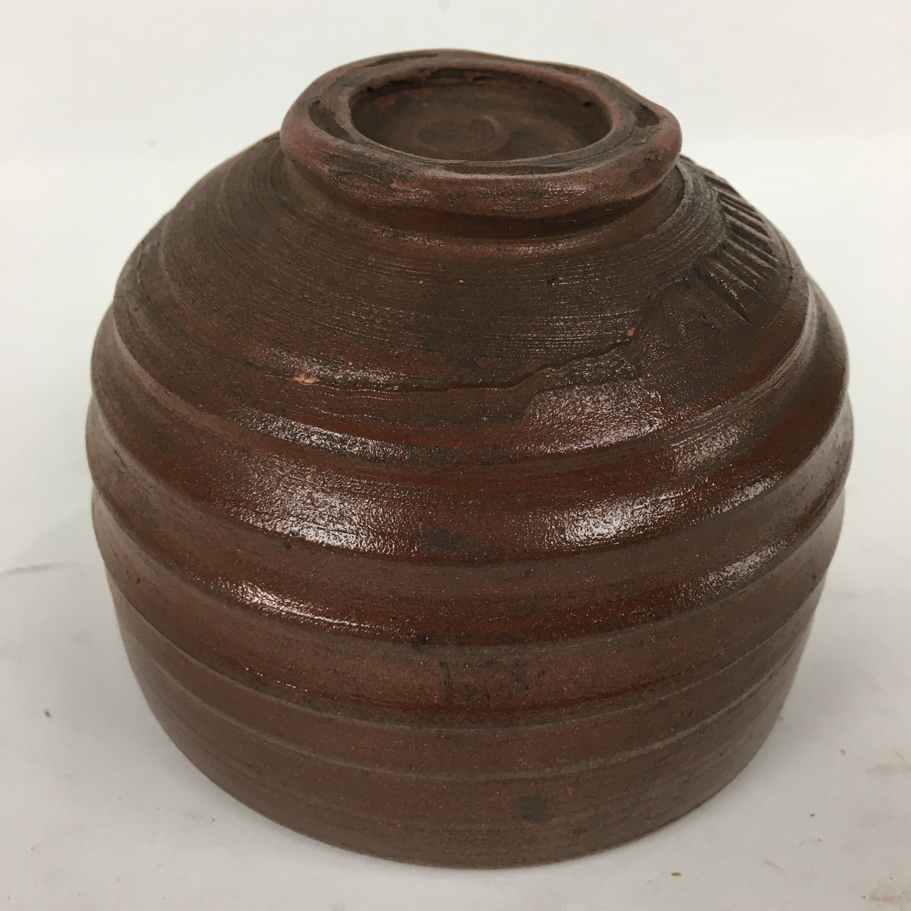 Japanese Ceramic Tea Ceremony Bowl Vtg Brown Stripes Matcha Matcha Chawan GTB77