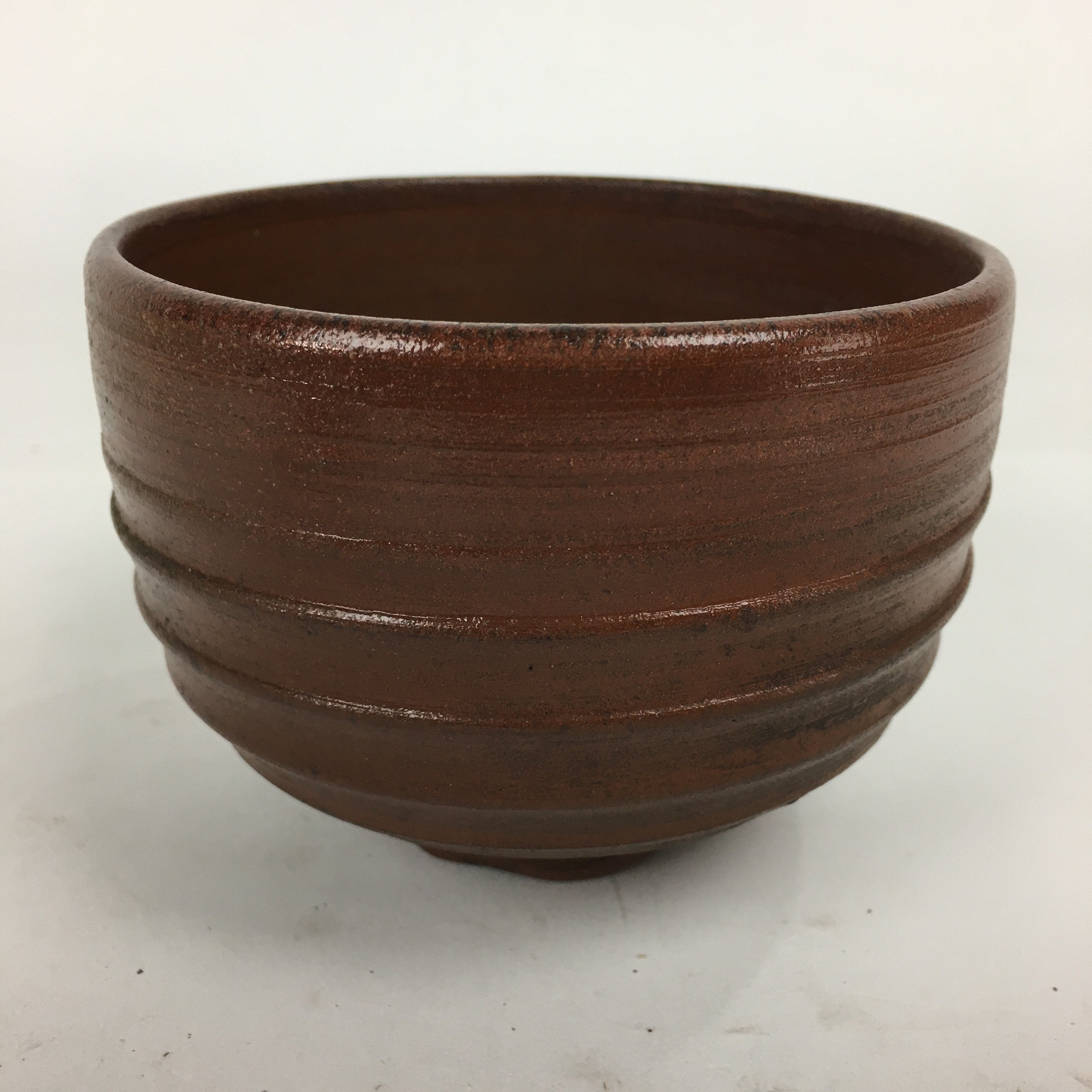 Japanese Ceramic Tea Ceremony Bowl Vtg Brown Stripes Matcha Matcha Chawan GTB77